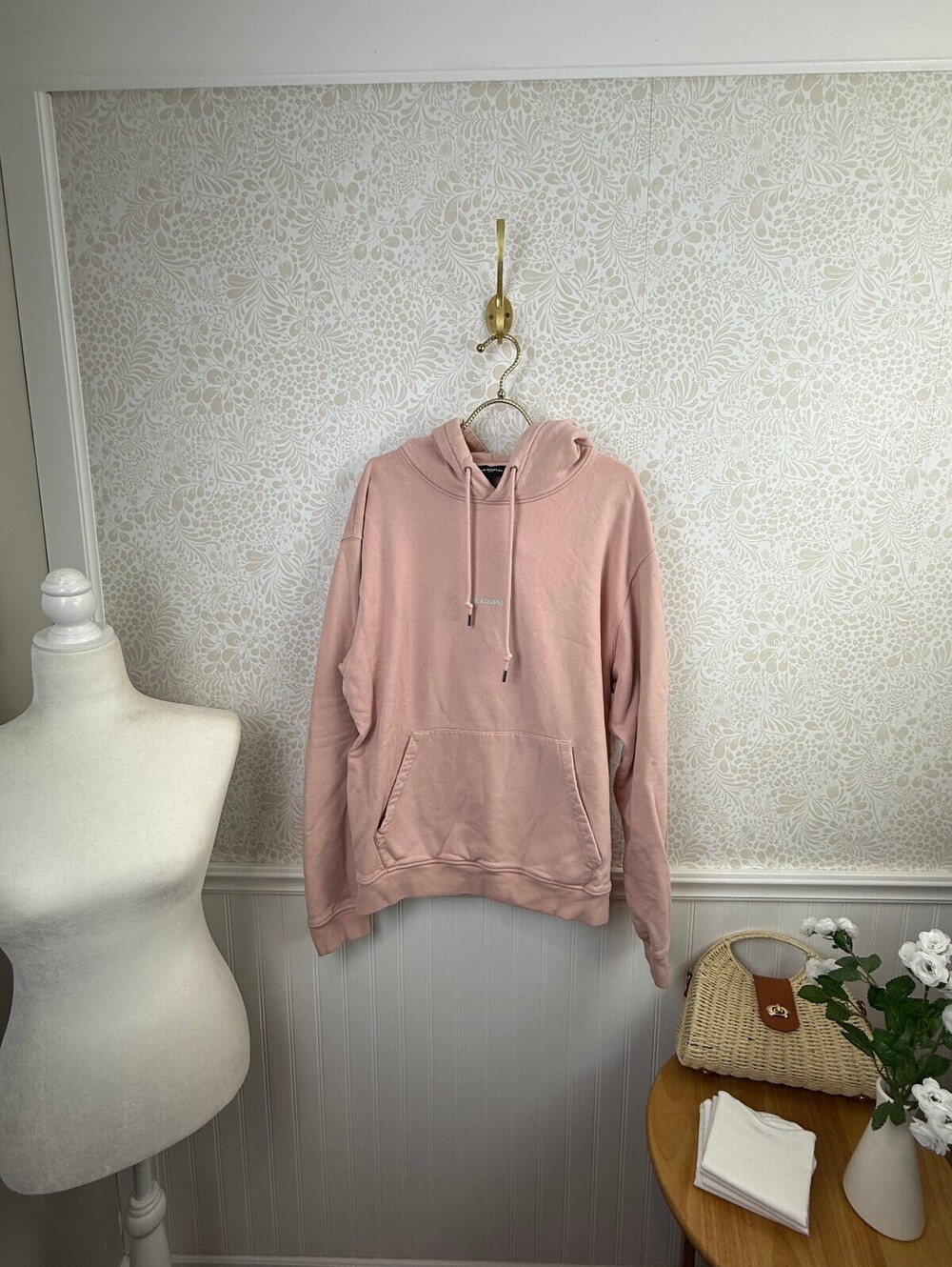 The Kooples Unisex Paris Pink Cotton Logo Hoodie Sweatshirt - Size - XL